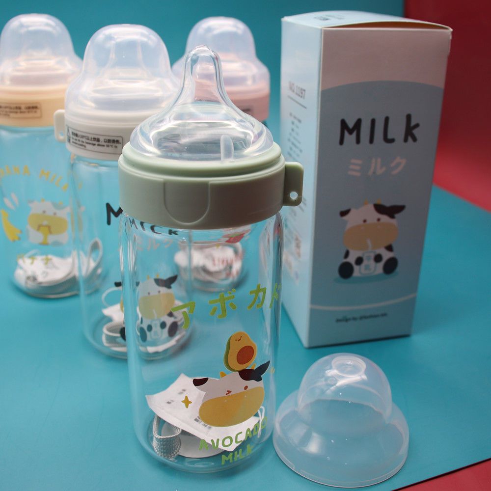 Baby bottle cup new cup ins wind transparent frosted glass heat-resistant high temperature drinking water cup student portable