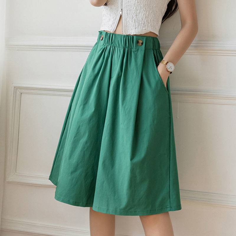 Ice silk shorts women's spring and summer new Korean style high-waisted loose slimming wide-leg five-point pants thin casual sports pants