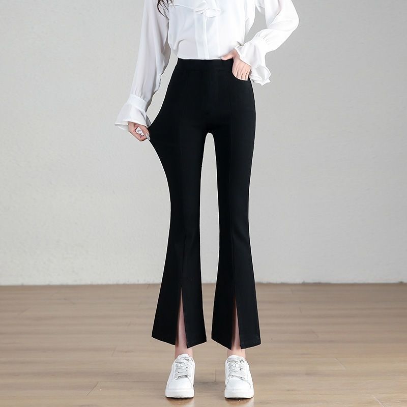 Thin short flared pants with elastic waist, tall and thin, slim, small, 20-50 years old, trousers, women's summer slits