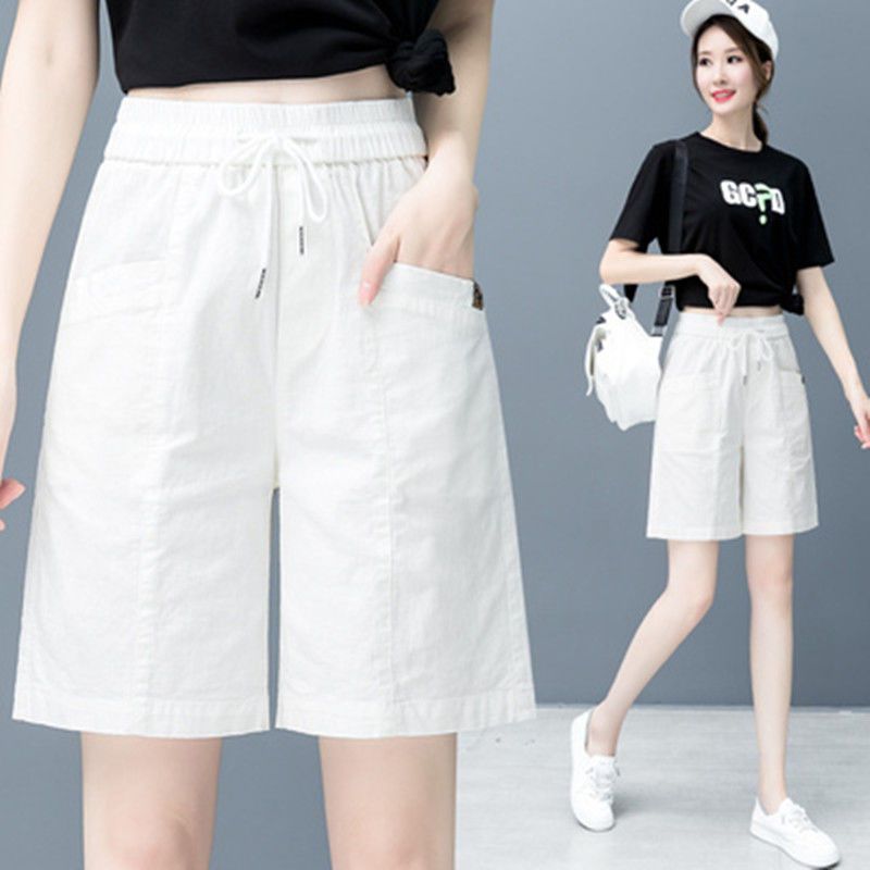 Extra large size fat mm300 catties loose high-waist shorts women's summer thin section casual wide-leg pants five-point pants