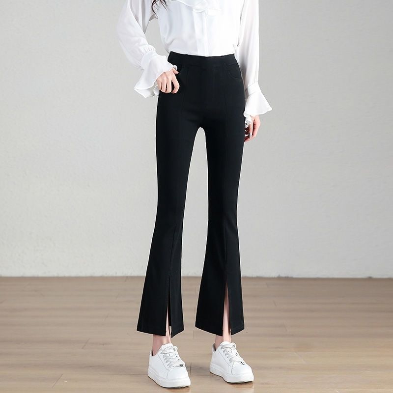 Thin short flared pants with elastic waist, tall and thin, slim, small, 20-50 years old, trousers, women's summer slits