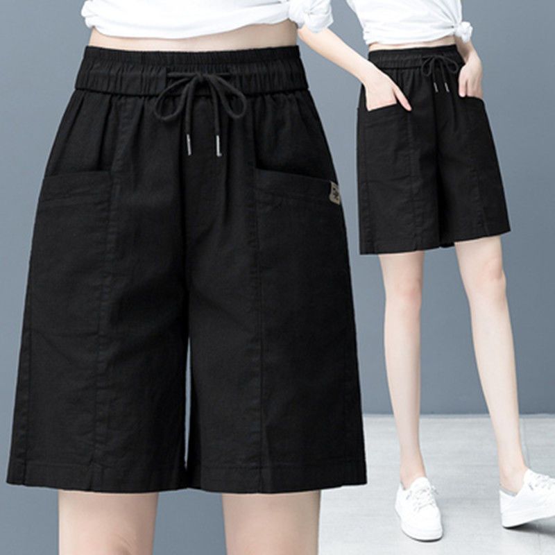 Extra large size fat mm300 catties loose high-waist shorts women's summer thin section casual wide-leg pants five-point pants