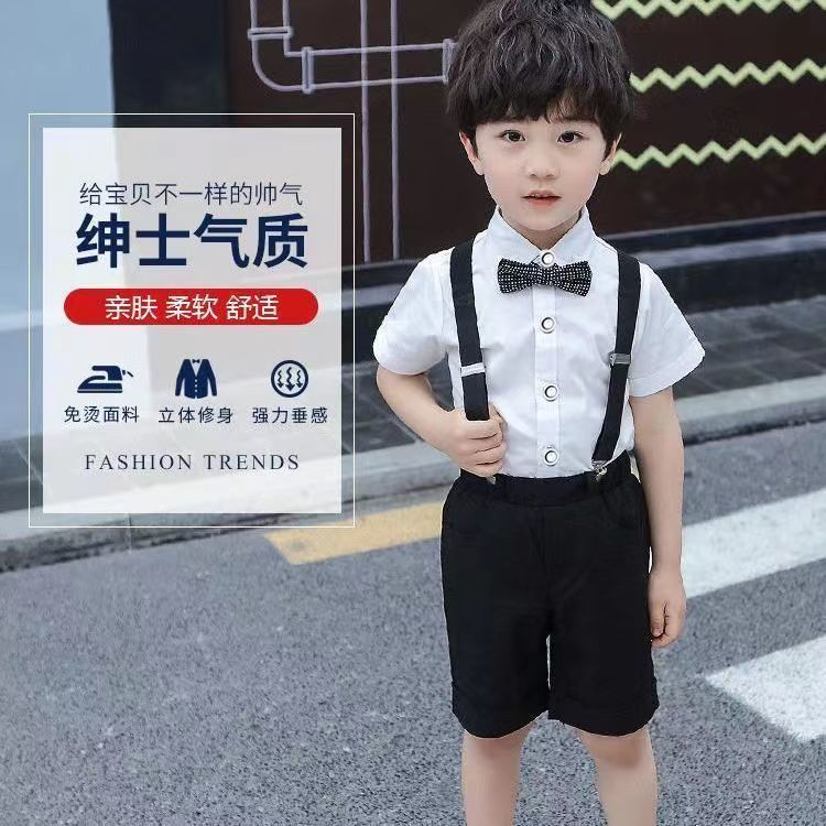 六一兒童朗誦表演服背帶褲花童禮服男童小學生合唱幼兒園演出服裝