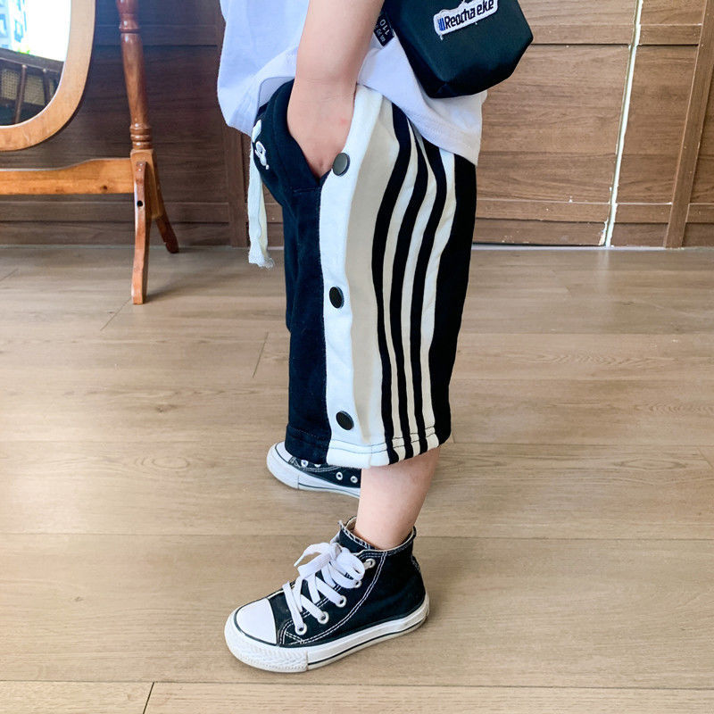 Japanese 2023 summer trendy brand children's casual boys printed shorts boys and children's button-up five-point pants tide