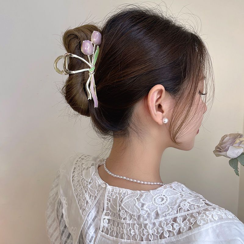 Tulip fairy hair clip female summer clip large elegant back of the head back of the head high-end shark clip headdress