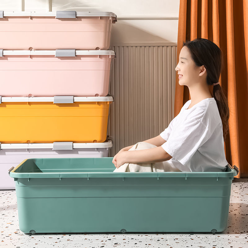 床底收纳箱家用塑料大号扁平整理箱抽屉床下收纳盒被子带盖储物箱
