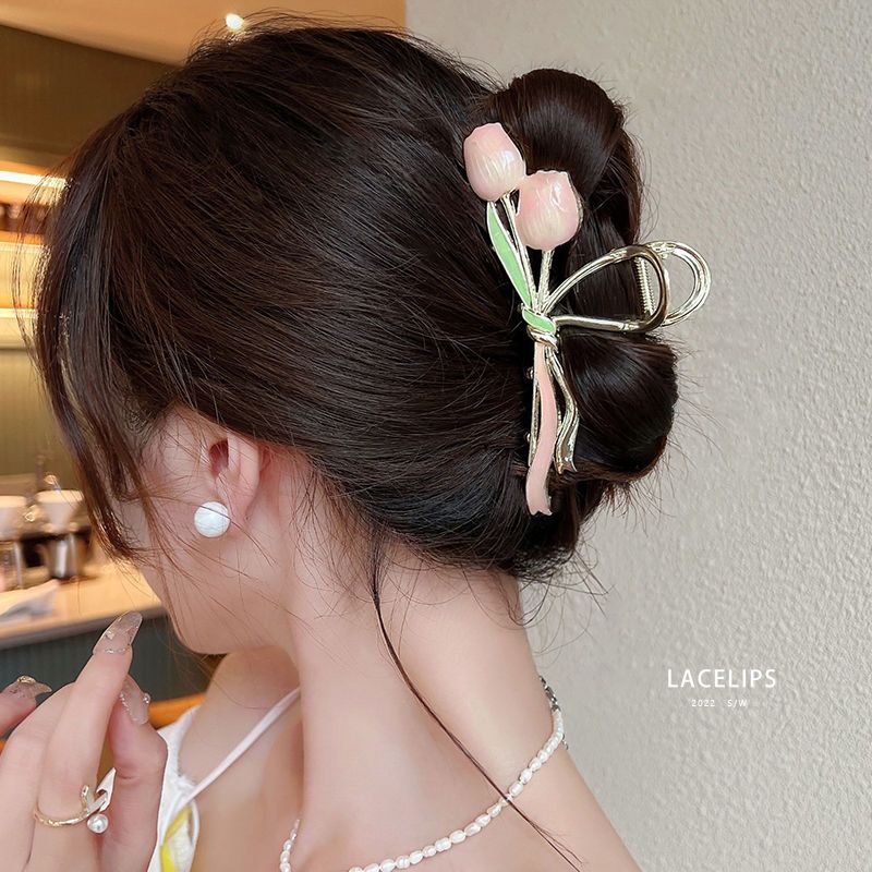 Tulip fairy hair clip female summer clip large elegant back of the head back of the head high-end shark clip headdress