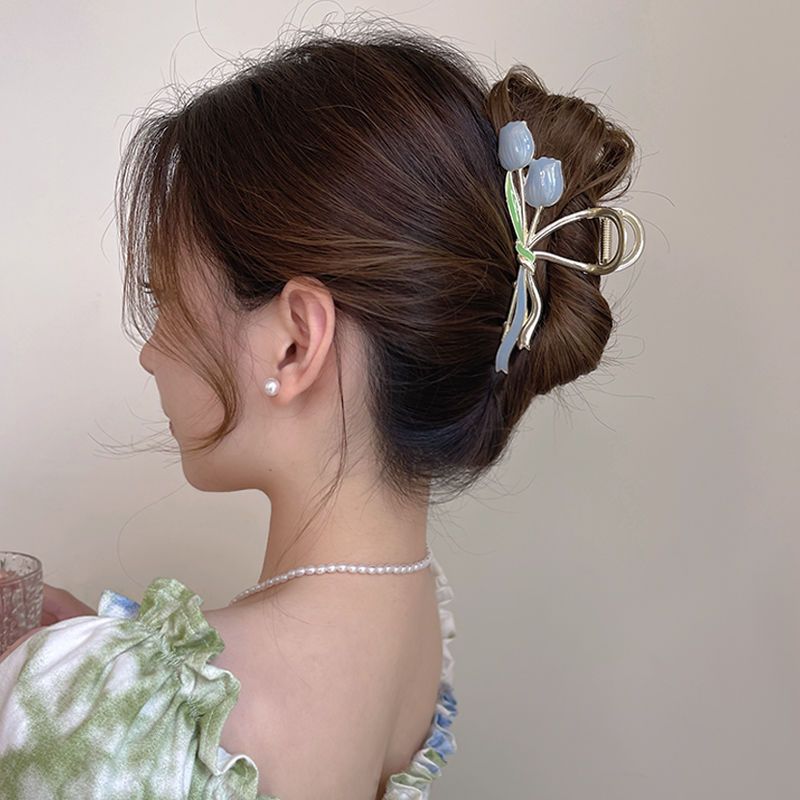 Tulip fairy hair clip female summer clip large elegant back of the head back of the head high-end shark clip headdress