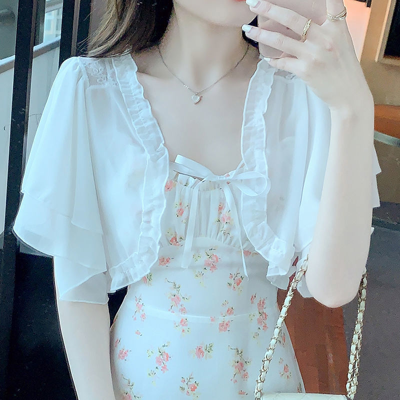 小披肩外套女2023春夏新款小坎肩百搭防曬衣超薄短款外搭開衫上衣