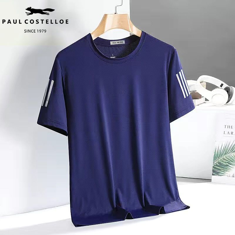 保罗•科斯特洛男士速干冰丝T恤夏季宽松透气健身上衣跑步运动服
