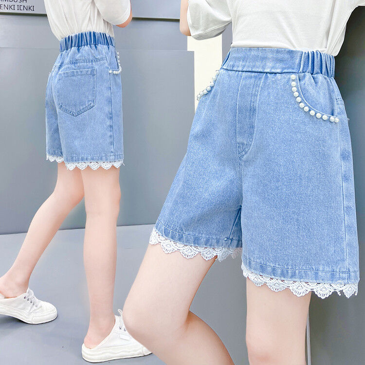 女童裤子夏装2023新款韩版洋气女孩夏季牛仔裤短裤薄款中大童儿童