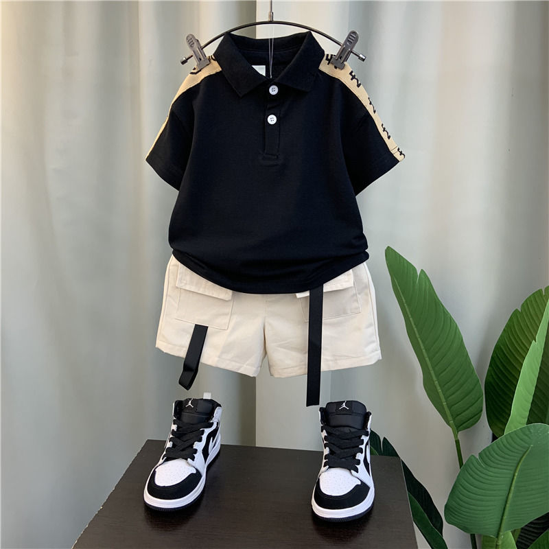 男童夏裝套裝23新款洋氣寶寶夏季polo衫短袖衣服潮兒童酷帥兩件套