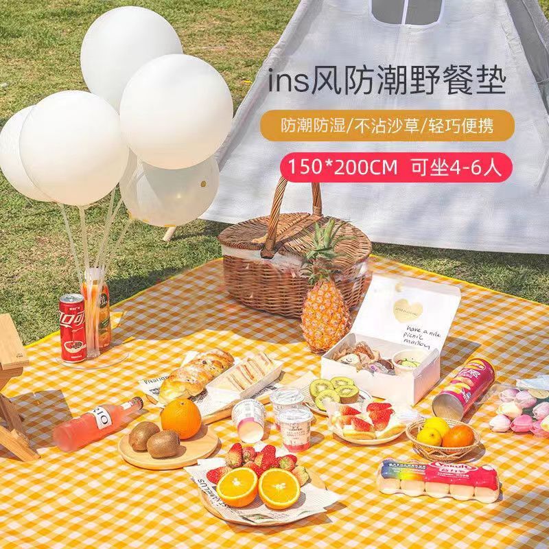 Picnic mat field picnic outdoor spring outing supplies portable waterproof thickened picnic mat lawn cloth moisture-proof mat