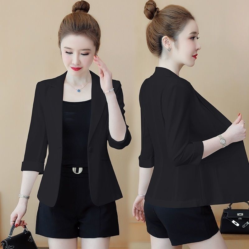 Small suit three-quarter sleeve women's thin jacket 2022 summer new Korean style temperament short top casual suit formal wear