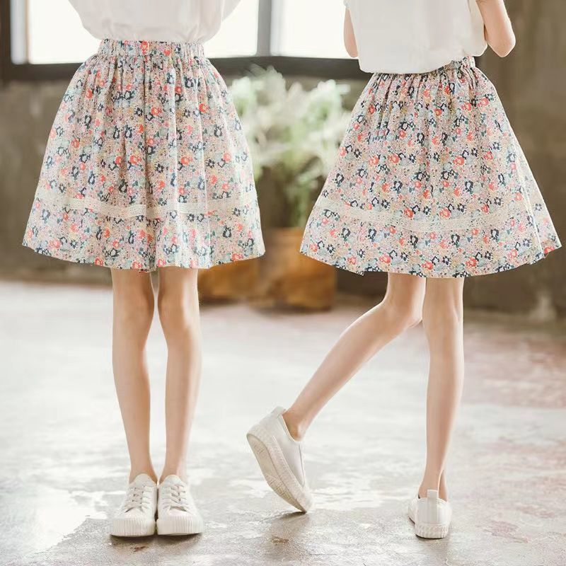 Girls Floral Skirts Skirts Short Skirts Children's Summer Western-style Beach Skirts Big Girls All-Match Skirts New Cotton