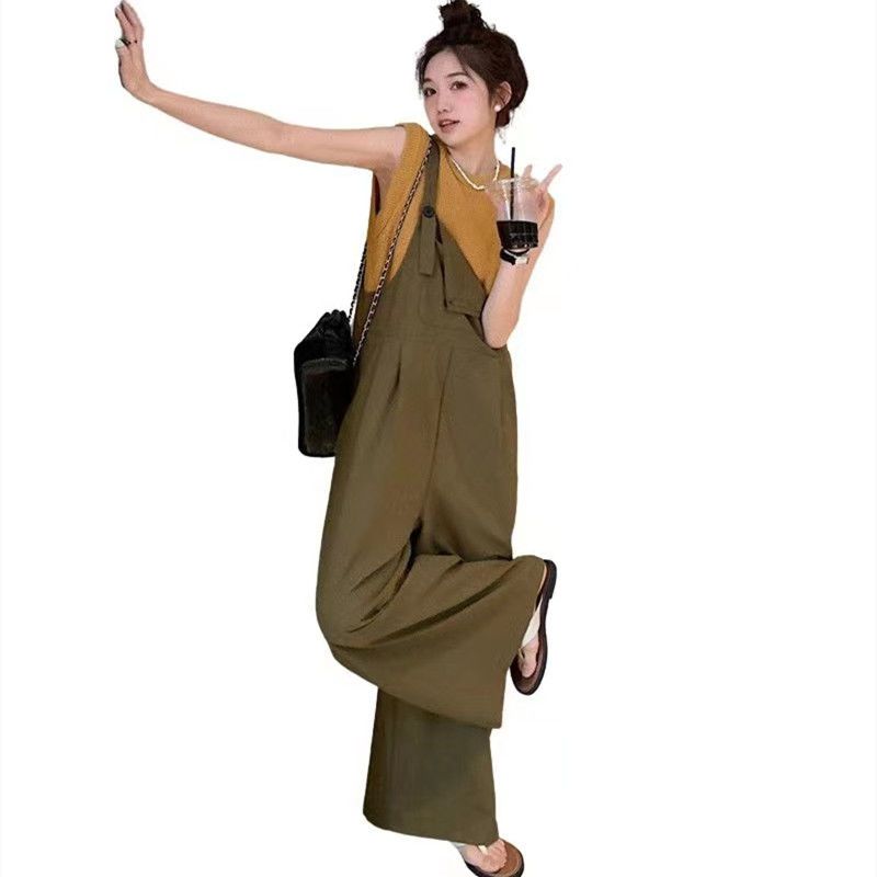 Overalls women's summer thin section 2023 new casual age-reducing loose high waist drape all-match floor mopping wide-leg pants