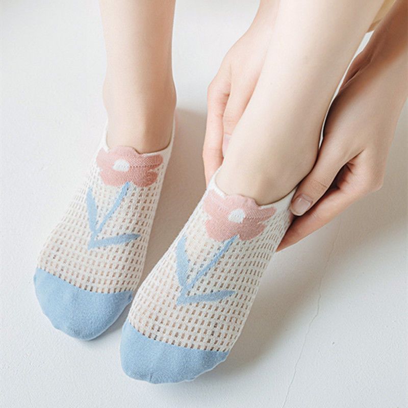 Mesh boat socks women's summer thin women's invisible socks can't fall off with ins tide all-match cute Japanese cotton socks