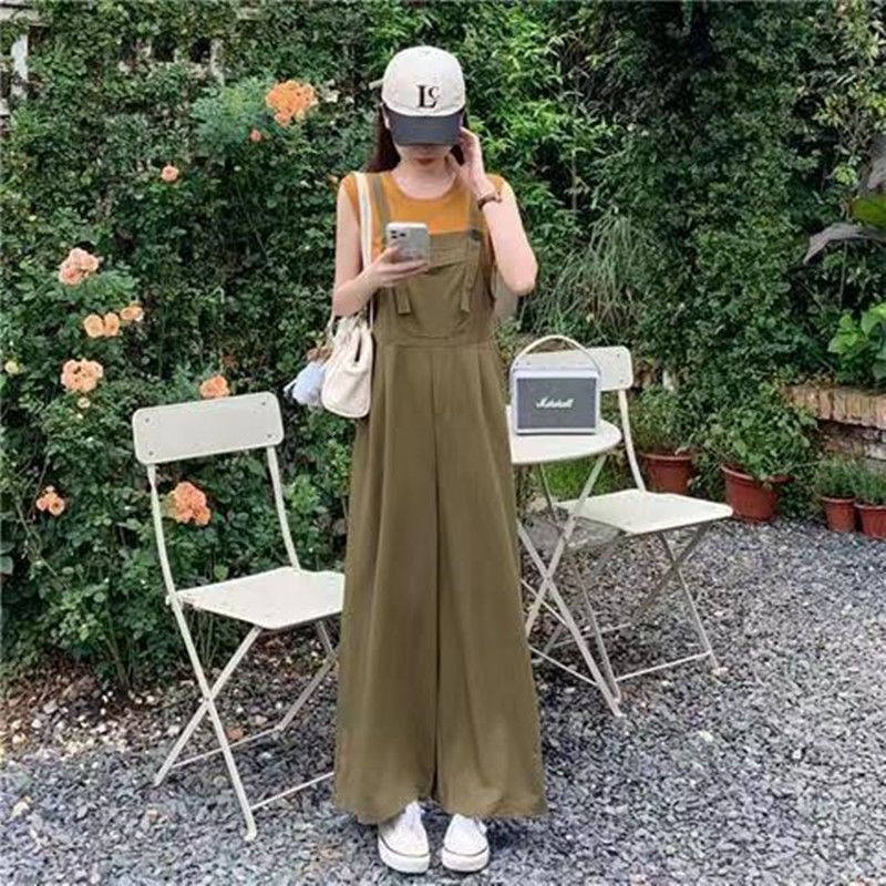 Overalls women's summer thin section 2023 new casual age-reducing loose high waist drape all-match floor mopping wide-leg pants