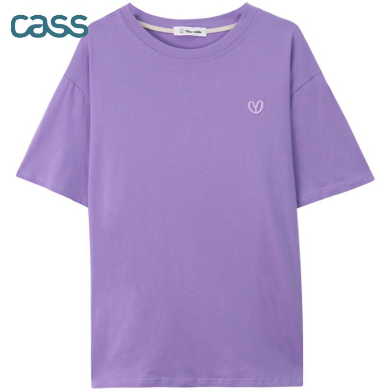 CASS纯棉短袖T恤女夏季新款刺绣简约设计感宽松ins打底衫上衣