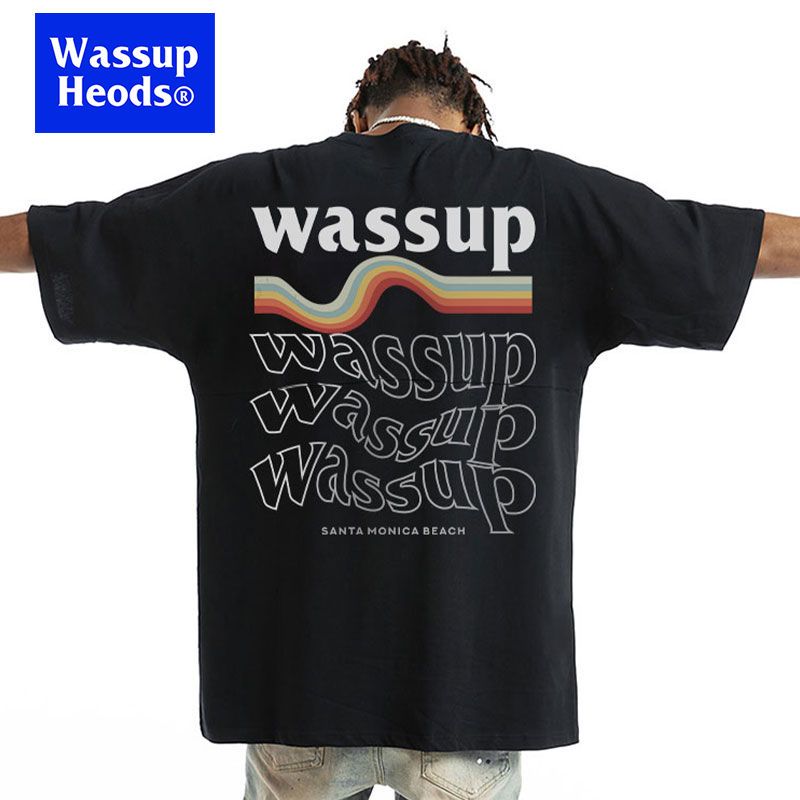 WASSUP HEDOS短袖T恤男裝國潮牌夏季重磅美式寬鬆圓領情侶純棉