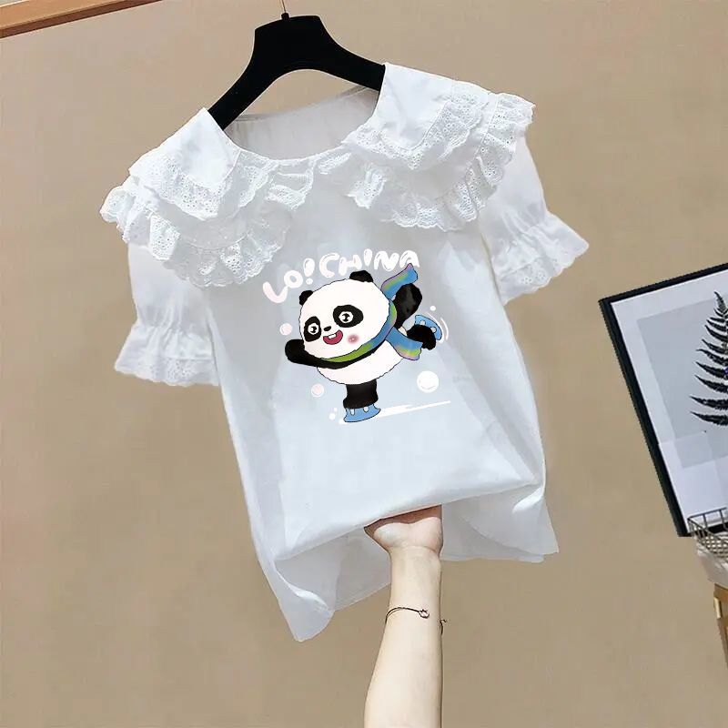 定制童装2023新款女童娃娃领衬衫儿童洋气印花薄上衣宝宝夏装衬衣