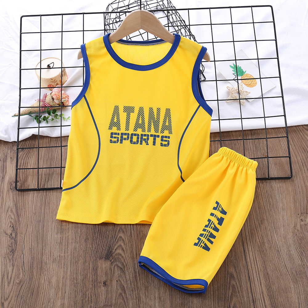 Children's short-sleeved suit, big children's sportswear, boys' casual summer clothes, boys' quick-drying clothes, summer baby two-piece set