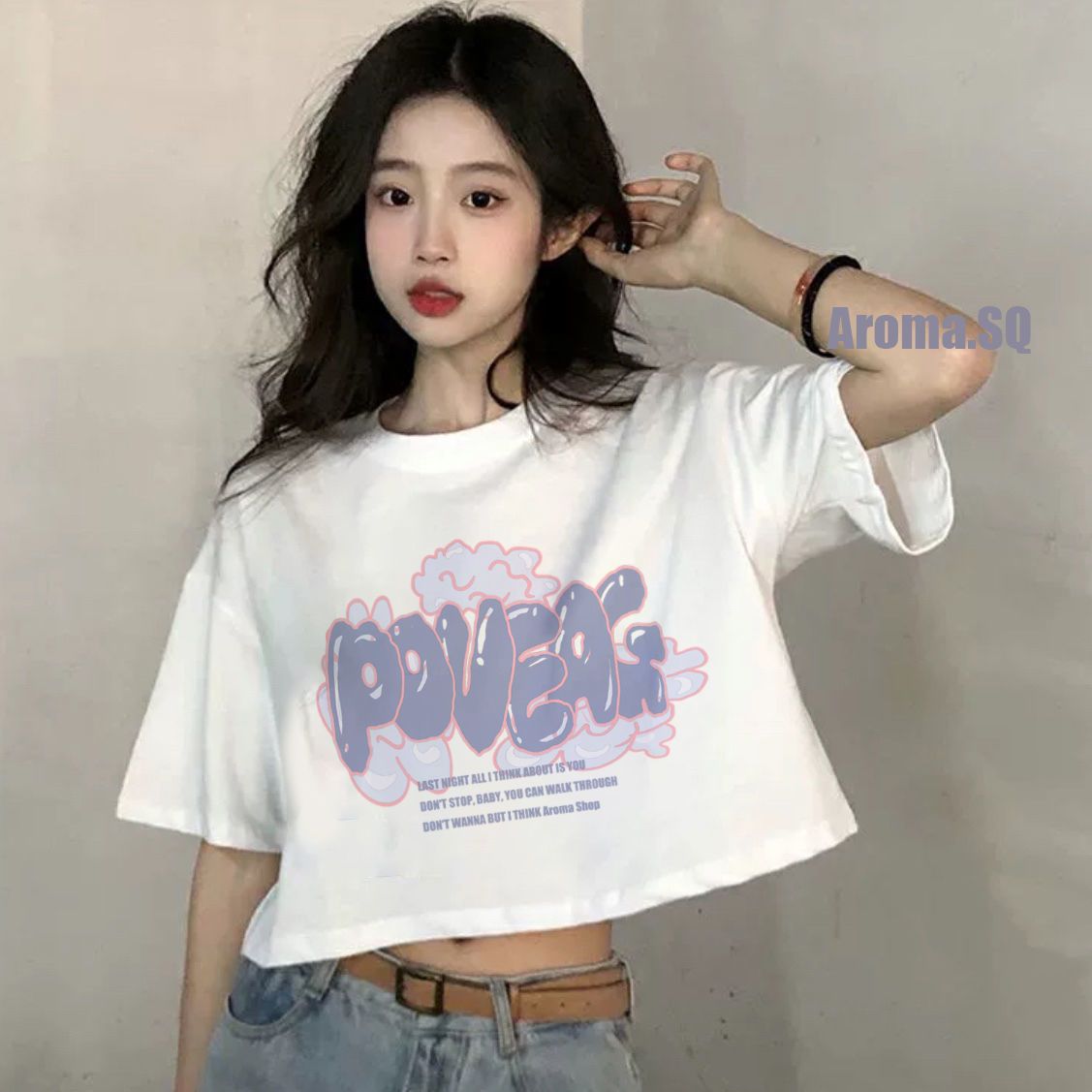 100% can't afford the ball short T-shirt female American hot girl high waist short-sleeved summer new ins all-match top tide student