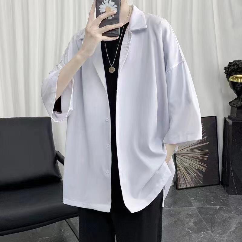 [Two-piece set] Summer short-sleeved shirt men's Korean version loose trendy handsome ins casual all-match thin jacket