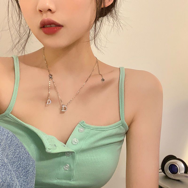 夏季字母D鈦鋼項鍊女輕奢小眾設計感高級爆款裝飾精緻鎖骨鏈頸鏈