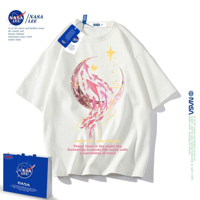 NASA官网正品夏季t恤女个性原创短袖男涂鸦潮牌情侣宽松纯棉上衣