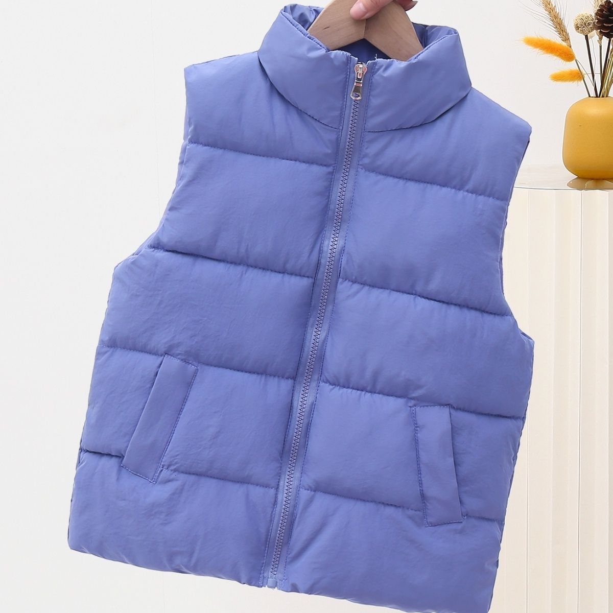 New autumn and winter children's down cotton vest children's middle and big children's vest boys and girls cotton vest printed vest shoulder stand collar