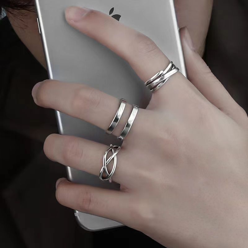 Ring female opening Korean new tail ring knuckle ring cool style niche design set combination adjustable ring