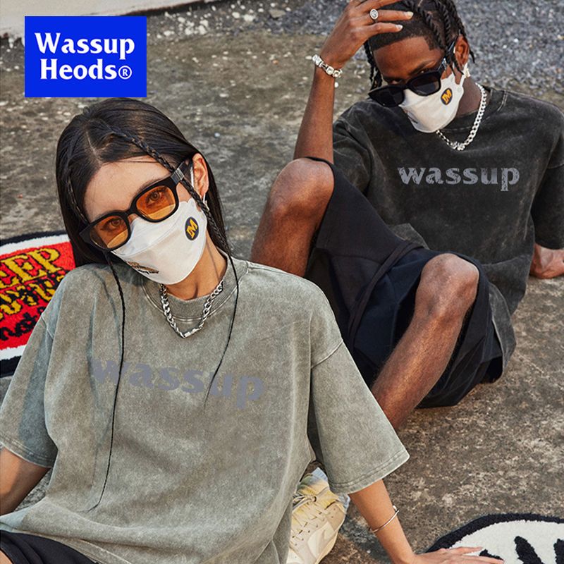WASSUP HEODS美式重磅復古做舊水洗短袖男生情侶t恤夏季潮牌ins