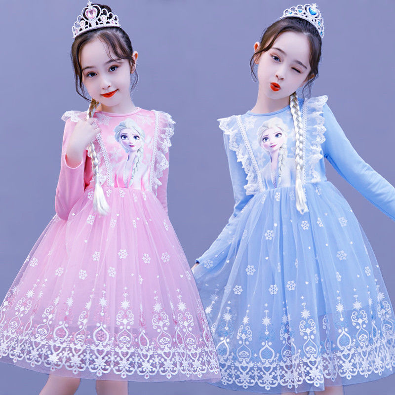 Aisha Aisha Princess Dress Girls Dress New Autumn Winter Children's Mesh Skirt Girl Frozen