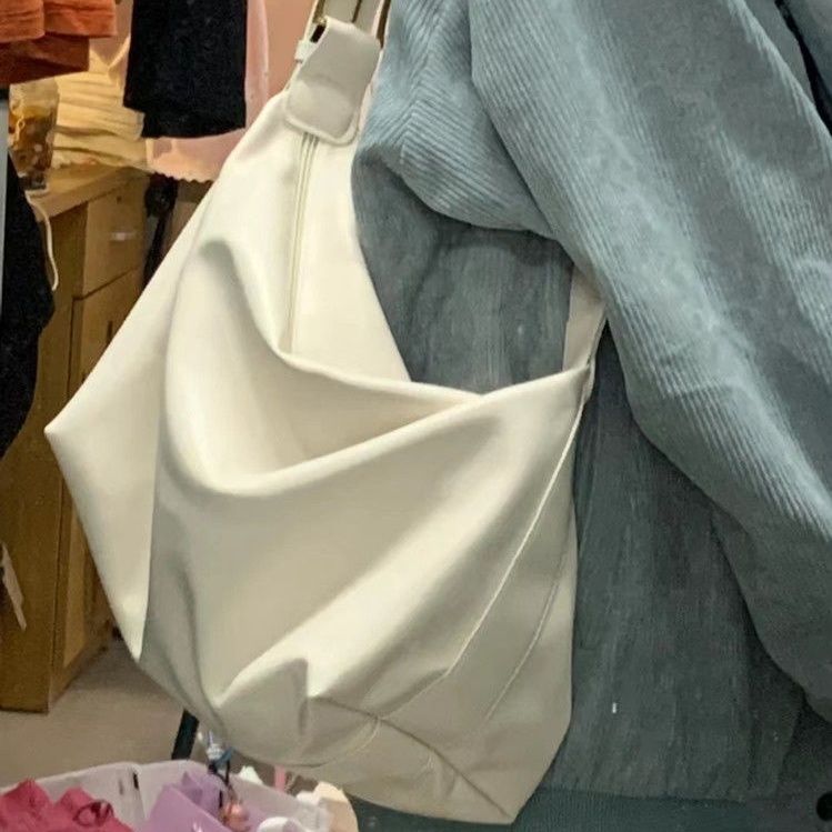  new fashion summer college retro solid color large-capacity tote bag commuting all-match shoulder messenger bag