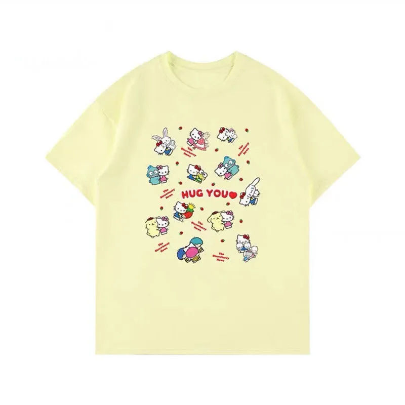  new Hello Kitty printed summer short-sleeved t-shirt 100% can not afford ins Korean loose Harajuku style top