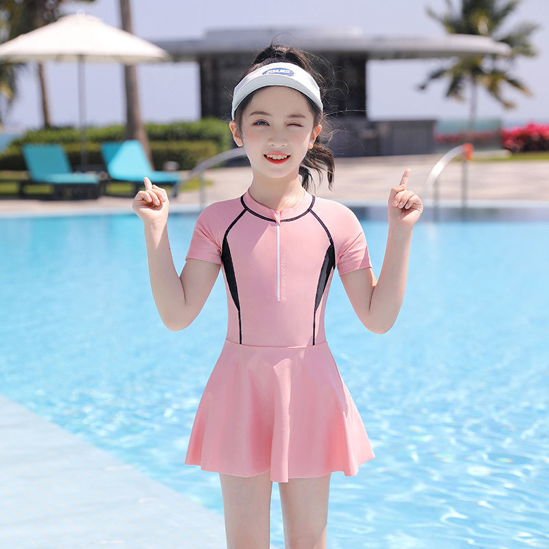 儿童泳衣女孩女童新款连体防晒专业游泳衣小中大童学生速干泳装夏