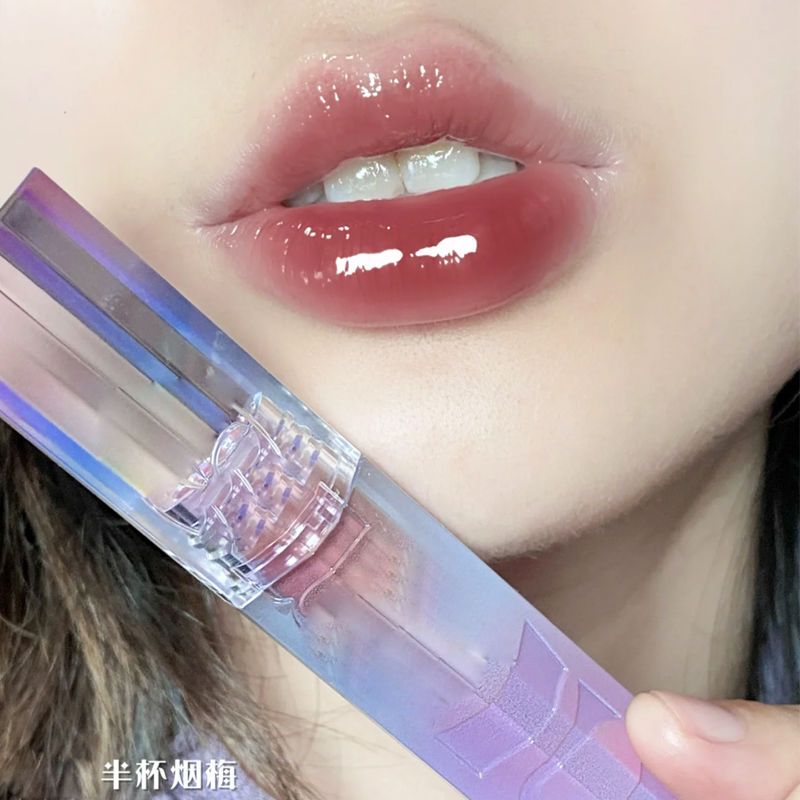 又甜又酷!亮晶晶的冰鎮梅茶冷清唇釉水光鏡面玻璃唇口紅新色學生
