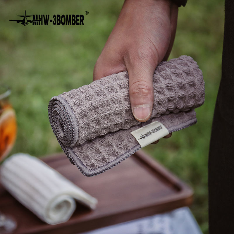 MHW-3BOMBER轰炸机吧台毛巾 咖啡师专用抹布带挂绳小毛巾吸水速干