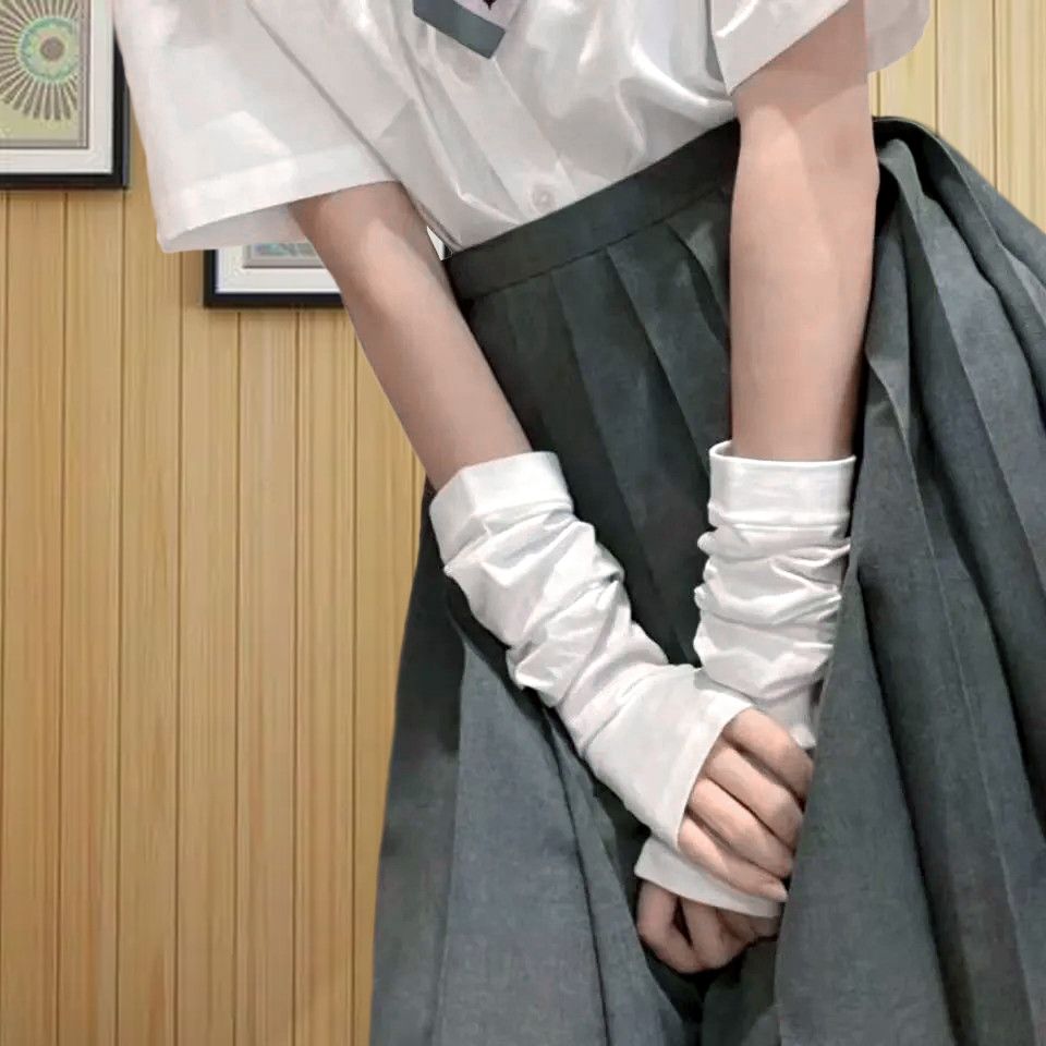 防曬冰袖女jk袖套長款搭配夏季ins原宿風潮流防紫外線手臂套袖