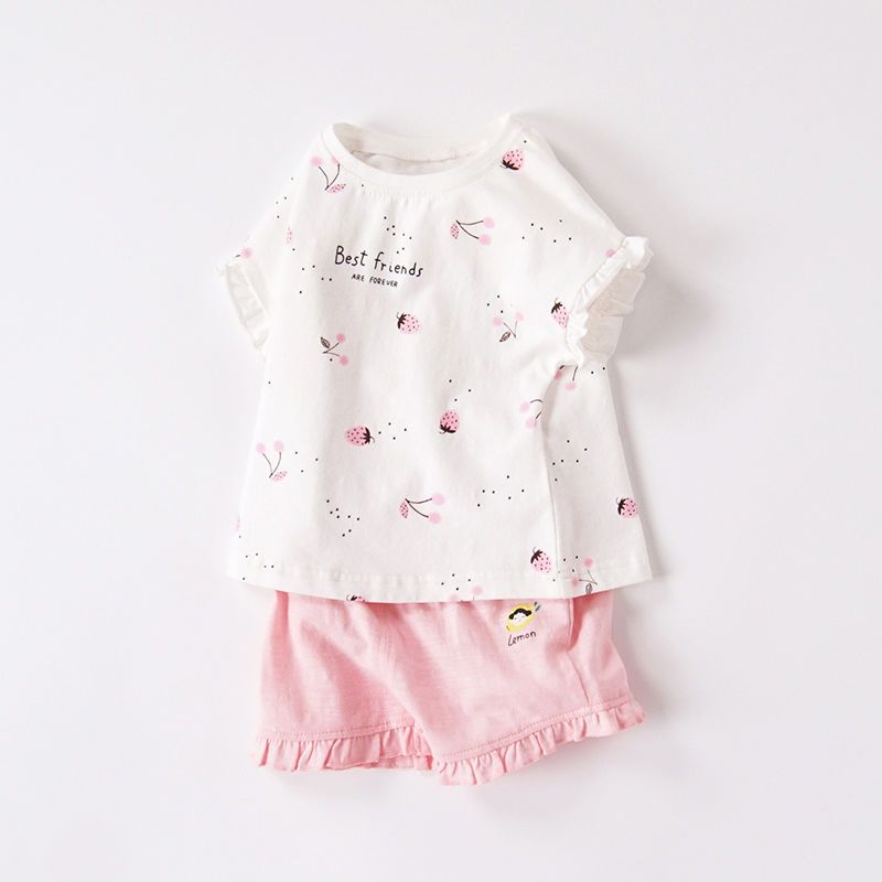 小女童宝宝夏季衣服婴儿幼儿夏装短袖两件套装0-3岁洋气甜美薄款