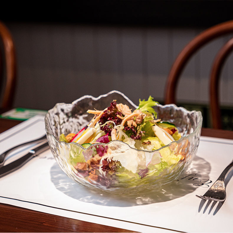 星璇金边玻璃碗透明水果盘网红蔬菜沙拉碗家用创意凉菜碗泡面碗具