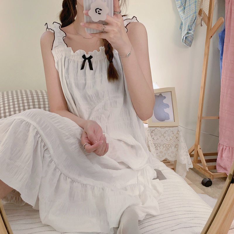 Suspender nightdress female summer sexy sweet girl pure desire wind pajamas fat mm200 catties large size can be worn outside home clothes