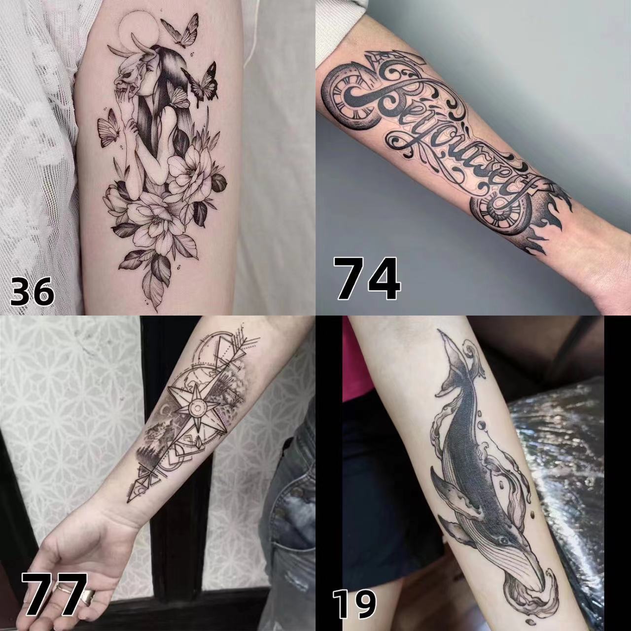 Juice herbal tattoo stickers can not be washed off non-reflective semi-permanent new and old traditional cherry blossom arm geisha koi fish prajna