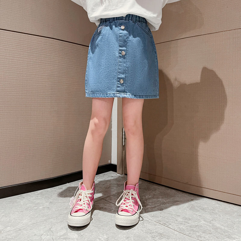 Bambara girls' short skirt  new children's cotton middle-aged and older children's skirt fashion denim skirt Korean version trendy