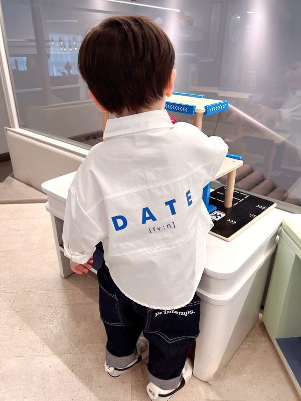 Boys pure cotton all-match white shirt trendy 2023 spring and autumn children's foreign style baby children's long-sleeved shirt