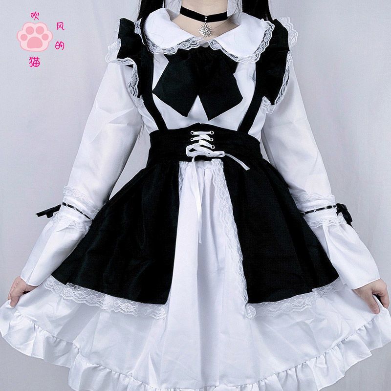 Blowing cat maid outfit lolita daily cute maid dress Japanese women's clothing gangster maid outfit full set