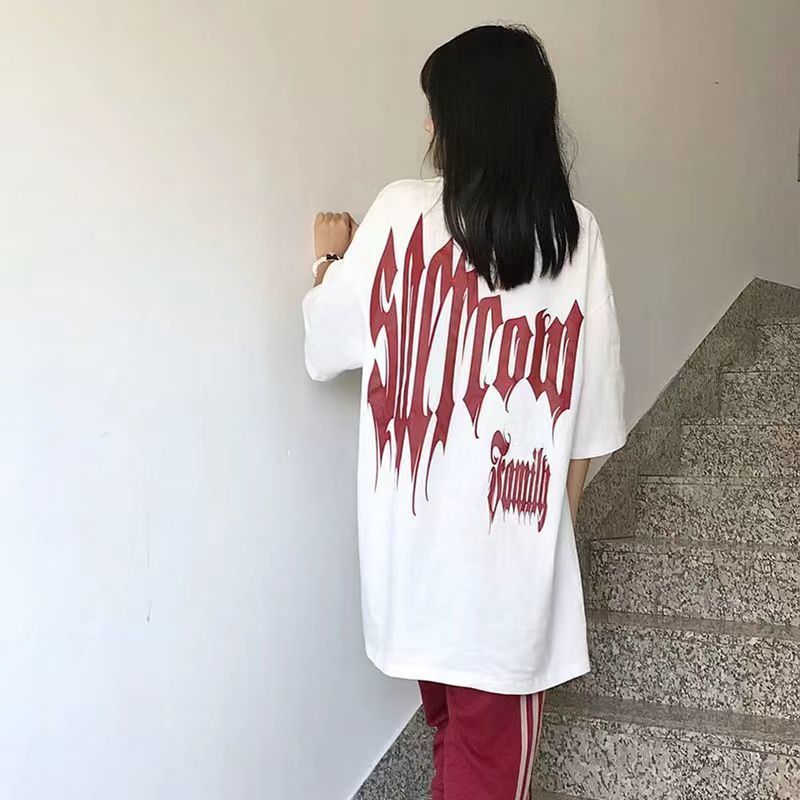 100%純棉短袖國潮女潮流ins街頭寬鬆百搭美式休閒學院風t恤女韓系