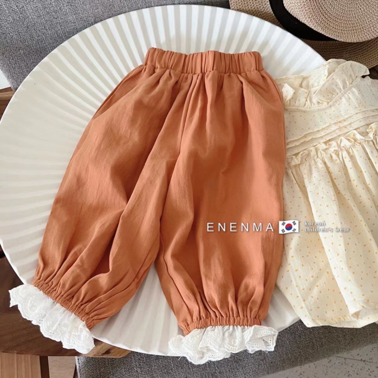 Girls summer suit 2022 new foreign style two-piece soft cotton thin doll shirt lace suspender shirt