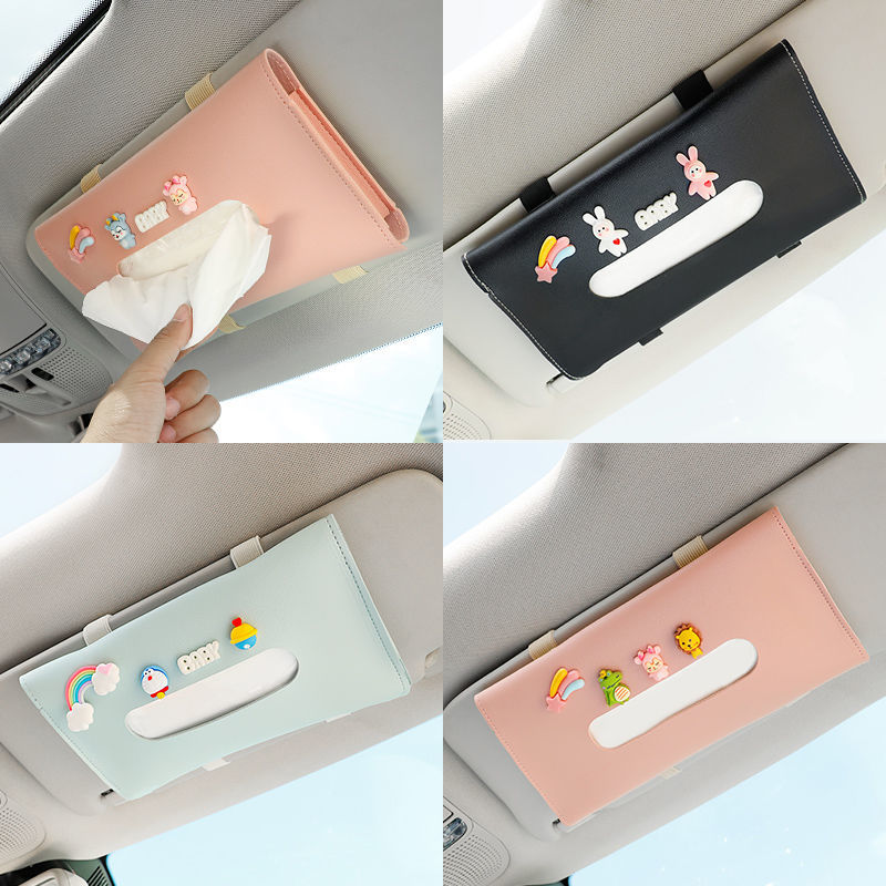 车载纸巾盒挂式汽车遮阳板抽纸盒吸顶创意可爱卡通网红前排车用女